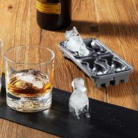 Moule à glaçons en silicone 3D chien Labrador, 4 cavités, grand format, écologique, pour glaçons amusants faits maison, avec entonnoir pour whisky et cocktails