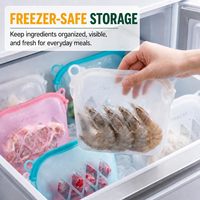 Sac de conservation alimentaire réutilisable en silicone avec fermeture éclair, sac de congélation vertical anti-fuite avec marques de volume, sans BPA, compatible lave-vaisselle
