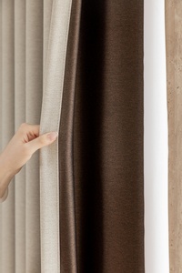 Popular de moda de lujo de poliéster Lino Color crema cortinas opacas tela para sala de estar Hotel dormitorio ventanas - Product Image 2