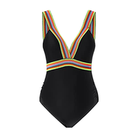 Maillot de bain de grossesse une pièce pour femme, col en V, uni, 100% polyester