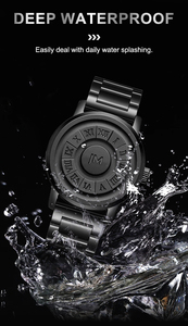 JM นาฬิกาควอตซ์แม่เหล็กสีดำสำหรับผู้ชาย, นาฬิกาควอตซ์แม่เหล็กสีดำนาฬิกาแฟชั่นกีฬากันน้ำนาฬิกาผู้ชายสีดำ - Product Image 6