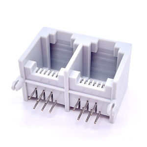 Soulin 557 6P6C RJ11 Connecteur Cat7 <span class=keywords><strong>Double</strong></span> <span class=keywords><strong>Port</strong></span> RJ45 Façade Prise Modulaire pour Adaptateur Réseau Laiton Contact Matériel pour PCB - Product Image 2