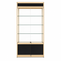 Vitrine à bijoux en verre trempé, vitrine verticale avec cadre métallique pour boutique de détail, vitrine verrouillable avec éclairage LED
