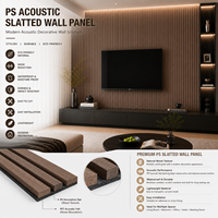 Panel Dinding Akustik Banruo Motif Kayu PS, Panel Slat PET Felt, Panel Dinding Dekoratif Interior Peredam Suara