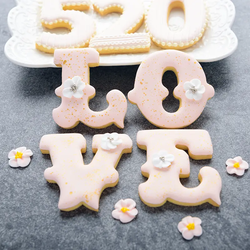नए बड़े आकार वर्णमाला कुकी मोल्ड वेलेंटाइन दिन frosting कटर कलाकंद केक उपकरण पाक उपकरण