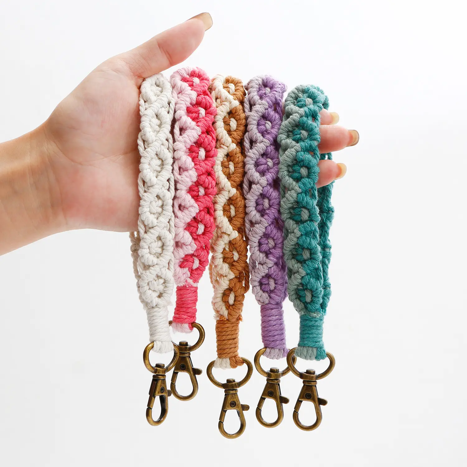 Высококачественный цветной Плетеный ремешок, браслет, браслет макраме, брелок для автомобильных ключей, держатель для ключей, ключей