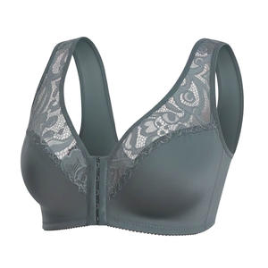 Sujetador con cierre frontal, lencería sexy de talla grande, sujetador push-up inalámbrico para mujer, sujetador de encaje con patchwork, estilo chaleco, efecto lifting, gran oferta transfronteriza - Product Image 5