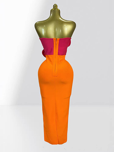 <span class=keywords><strong>Robe</strong></span> de soirée élégante de haute qualité, rose bonbon, avec des détails floraux 3D, <span class=keywords><strong>robe</strong></span> <span class=keywords><strong>longue</strong></span> sans bretelles orange - Product Image 4