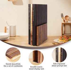 Ensemble de 3 planches à découper en forme de <span class=keywords><strong>livre</strong></span> avec support, planches à découper en acacia massif ressemblant à des livres, uniques - Product Image 2