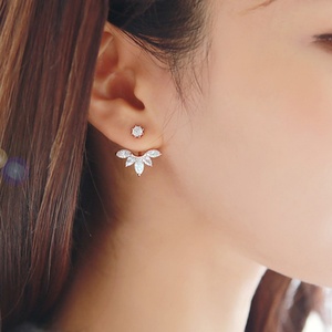 Korean Style Back-<b>Hook</b> Zircon <b>Earrings</b> CZ Copper Jewelry Shiny Cubic Zirconia Stud <b>Earrings</b> for Women Wholesale Factory Jewelry - Product Image 3