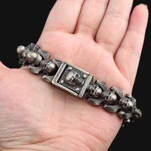 Bracelet squelette yunnique en argent tibétain, 22 cm, style punk pour hommes, design géométrique - Product Image 4