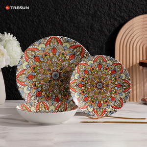 Customized Morocco Style Classic Nordic Ceramic Porcelain <b>Dinnerware</b> Sets Microwave Freezer Safe Dishwasher Safe Luxury - Product Image 4