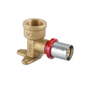 Conector de codo hembra de 1/2 pulgada con soporte a presión para tuberías multicapa, piezas de sistemas HVAC - Product Image 1