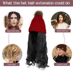 富克斯拉绳波浪棕色假发帽子标志网眼冬季棒球上衣长帽冬季女孩假发 - Product Image 3