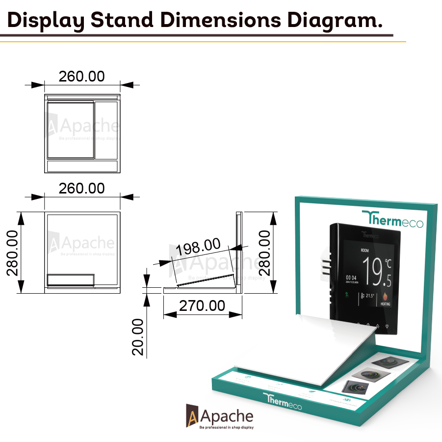 Apache Acrylic LED Screen Electronic Product Counter Display Stand Supermarket Shelves for Thermostat — view 2
