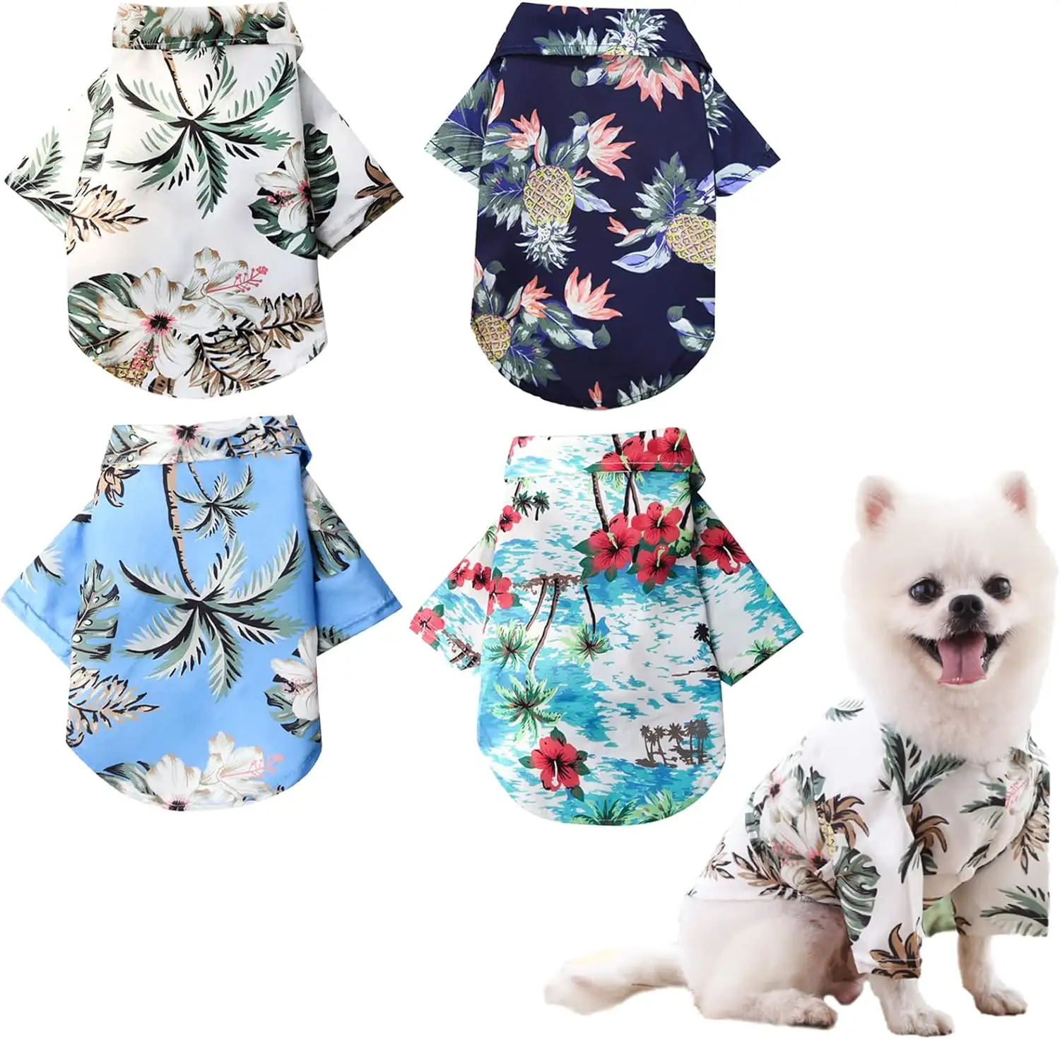 2024 nueva ropa para mascotas, camisa hawaiana para la playa, camisetas de verano, estilo Hawaii, perro Floral, ropa fresca transpirable, camisa de playa para perros