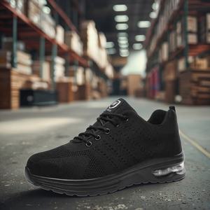 รองเท้าบูทนิรภัยสำหรับทำงาน ผลิตจากโรงงานโดยตรง ปรับแต่งได้ตามต้องการ ขายส่ง หนังไมโครไฟเบอร์สีดำ หัวรองเท้าพลาสติก ป้องกันการกระแทก พื้นรองเท้าแบบสปอร์ต - Product Image 6