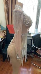 <span class=keywords><strong>Maniche</strong></span> <span class=keywords><strong>lunghe</strong></span> con nappine <span class=keywords><strong>paillettes</strong></span> per donne Sexy Bodysuit Show da ballo - Product Image 5