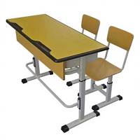Meubles d'école au design moderne, ensembles de tables et chaises doubles pour étudiants, réglables, en bois, 2 places, bureau et chaises pour enfants