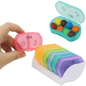 7 Day <b>Rainbow</b> Color 14 Compartments Plastic <b>Box</b> Organizer Stock Pill <b>Box</b> - Product Image 4