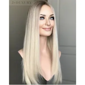 Ombre cendré blond couleur cheveux raides Mini soie Top juif Topper européen cheveux humains pleine main attachée 3x5 5x6 mono Base Toupet