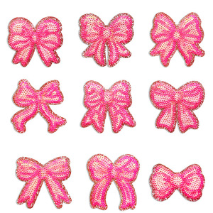 Parche de lazo de lentejuelas con purpurina Rosa Parche de lazo de lentejuelas lindo Parche de lazo femenino - Product Image 1