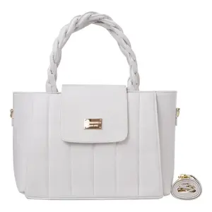 Bolso de Mano de Cuero Blanco para Mujer Fana Kaira, Pequeño, Casual, con Cierre de Solapa, una Correa, Rectangular, con Paneles, para Uso Diario - Product Image 1