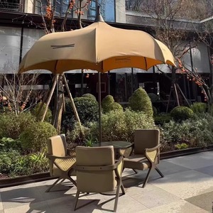 Parasol d'extérieur grand format pour cour, café, restaurant, auvent arqué en forme de pastèque, imperméable et anti-UV - Product Image 3