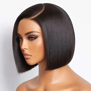วิกผมบ็อบสั้นตรงแบบดิบจากบราซิลวิก<span class=keywords><strong>ผม</strong></span>มนุษย์แบบมีลูกไม้ด้านหน้าวิก<span class=keywords><strong>ผม</strong></span>แท้สำหรับผู้หญิงผิวดำ - Product Image 1