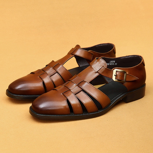 Sandalias de cuero de lujo para hombre, sandalias de cuero genuino de verano, estilo retro con hebilla, cómodas y transpirables - Product Image 2