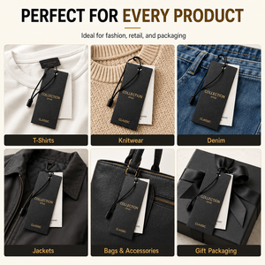 Etichette di Lusso in Carta Riciclata Personalizzate con Goffratura e Stampa a Caldo per Abbigliamento, Eco-Friendly e Sostenibili - Product Image 6