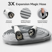 Tuyau d'arrosage extensible gris moderne de 25 pieds, tuyau d'eau flexible magique avec connecteurs universels, tuyau extensible peu encombrant moderne