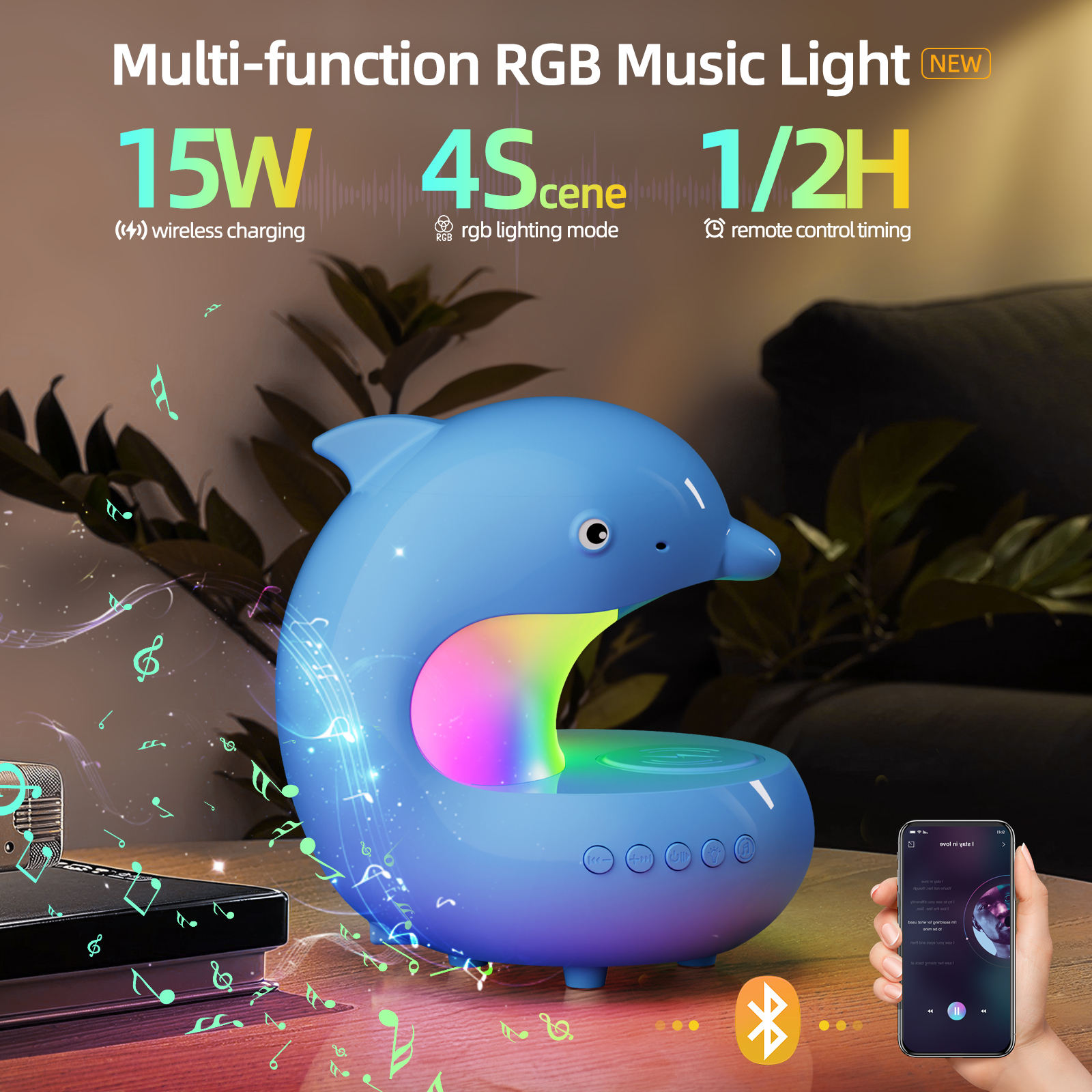 ORANGLES Smart Wireless Charging Lamp | RGB Music Table Lamp with Phone Charger for Bedroom - Kuwait - elegant presentation - exhibiting components - Image 6 of 6 | ideal for home | Discount on Smart Wireless Charging Lamp | RGB Music Table Lamp with Phone Charger for Bedroom - Kuwait Virginia | Free Shipping ORANGLES