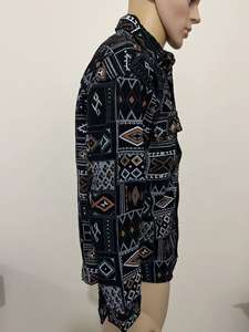 Giacca di Jeans da Uomo Taglie Forti Primaverile e Autunnale Stile Western Azteco Navajo Vintage Stampata con Bottoni - Product Image 5