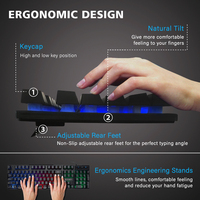 Teclado usb para videojuegos, dispositivo de alta calidad con cable led, rgb, venta al por mayor, muestra gratis de fábrica