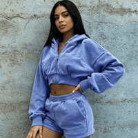 Ensemble deux pièces personnalisé avec logo pour femmes, veste courte et short, vêtements streetwear pour femmes