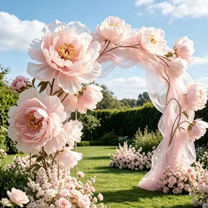 Peonías y Camelias Gigantes de Organza Transparente OEM, Ideales para Decoración de Ventanas de Bodas Los colores se pueden personalizar - Product Image 1