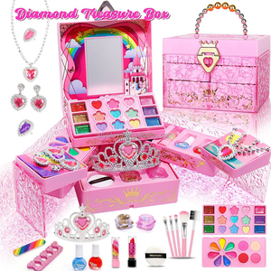 Boîte à trésors en diamant, jouets <span class=keywords><strong>de</strong></span> déguisement <span class=keywords><strong>de</strong></span> <span class=keywords><strong>princesse</strong></span>, boîte à <span class=keywords><strong>maquillage</strong></span> portable, jouet <span class=keywords><strong>de</strong></span> <span class=keywords><strong>maquillage</strong></span> lavable avec couronne - Product Image 2