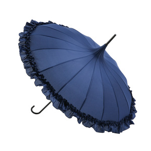 Parapluie pagode Lolita en dentelle avec logo personnalisé OEM, 16 baleines, volanté, poignée à crochet, pour mariée, mariage, <span class=keywords><strong>soleil</strong></span> et pluie, pour femme - Product Image 5
