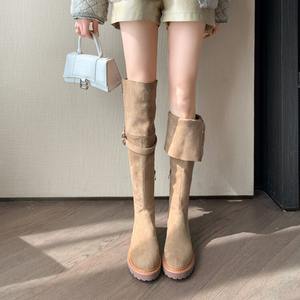 <span class=keywords><strong>Stivali</strong></span> Sopra il Ginocchio MIDO Vintage con Rivetti, Modello Slim Casual da Donna, Nuova Collezione 2025, Tacco Basso, Suola in Gomma Scamosciata, Cerniera Laterale, Doppio Stile, Invernali - Product Image 2