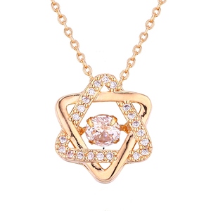 14K PVD oro placcato in acciaio inossidabile gioielli alla moda danza diamante zircone stella di David collana pendente per donna - Product Image 1