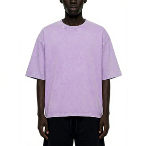 Camiseta Oversize de Algodón Premium Teñido con Efecto Ácido, Estilo Urbano, Corte Holgado, Lavado Morado - Product Image 1