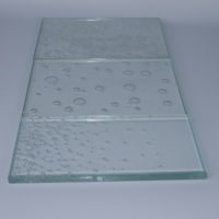 Panel de Vidrio Decorativo Transparente con Patrón de Burbujas Integrado, Vidrio Artístico para Puertas, Ventanas, Divisiones y Decoración del Hogar