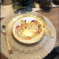 Set de 4 dessous-de-plat en PET tressé beige clair – Bordure dentelle, antidérapant, résistant à la chaleur, écologique, pour restaurant