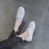 Zapatillas de Plataforma de Piel para Mujer, con Logotipo Personalizado OEM ODM, Sin Cordones, con Encaje Elástico, Color Plateado Metálico y Blanco, Casuales, Ligeras para Caminar
