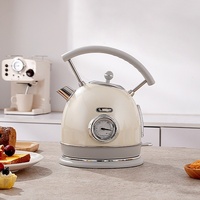 Bouilloire Électrique Rétro 1,8L 1800W en Acier Inoxydable avec Thermomètre Intégré et Arrêt Automatique – Idéale pour la Maison et la Voiture (Vente en Gros)