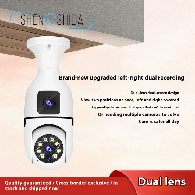 Dual Lens E27 Bulb Camera Wifi 360 Degree Panoramic Ptz Ip Outdoor Light Bulb Security Camera With Led Light