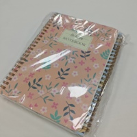 Carnet à spirale floral personnalisé 140x207mm, 60 feuilles, pages lignées, couverture en papier, spirale dorée pour le bureau et l'école