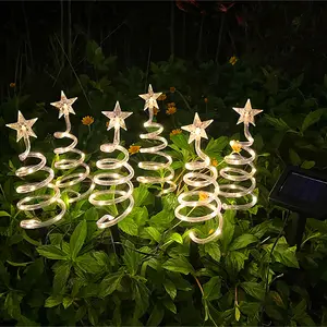 Venda quente LED Solar Natal luz Jardim Luzes Dobrado Árvore de Natal Lâmpada Lanterna Xmas Decorações ao ar livre Holiday iluminação