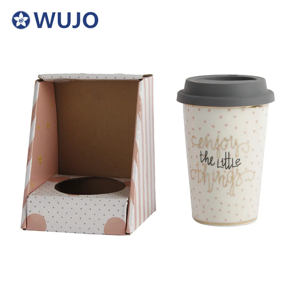 Işık lüks hediye kutusu kupa seti seramik kahve fincanı seramik kahve seyahat kapaklı kupa